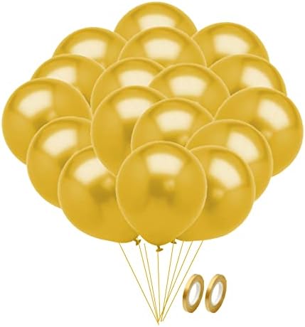 Метални златни латекс балони 100 пакувања, 12 инчи хромирани златни мат балони хелиум за партиски материјали и декорација, роденденска