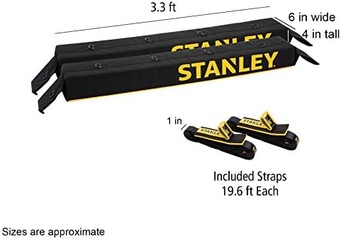 Стенли С4000 Црна/Жолта Универзална Мека Рампа За Решетки На Покривот И Комплет За Носач На Багаж Со Тешки Ремени За Врзување