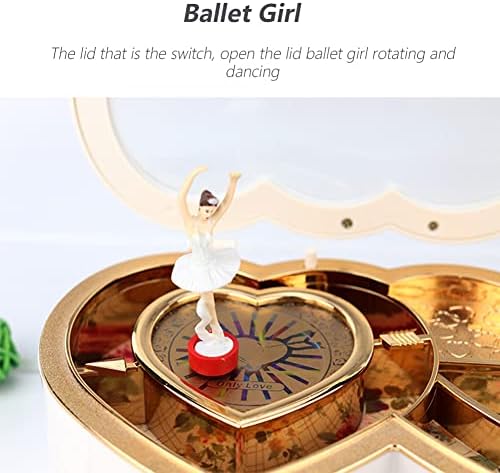 Кутија За Музички Накит ДАУЕРХАФТ, Кутија За Складирање Музички Накит Со Двојно Срце Балерина, Организатор На Кутии За Накит,