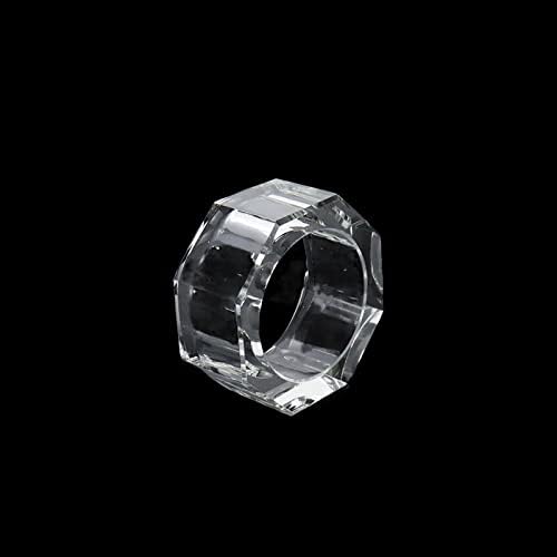 Faotup 1pcs Транспарентен 2.17inch Редовни прстени со шестоаголни салфетки, прстени од кристална салфетка, чисти прстени за