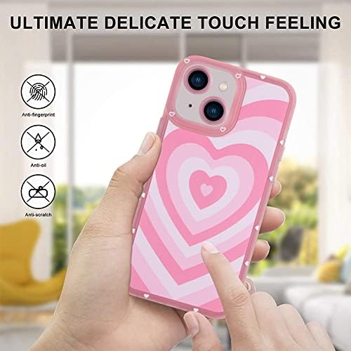 ООК Мека Футрола за iPhone 13 Целосна Заштита Од Апсорпција На Удари Флексибилен Капак На TPU Со Дизајн На Розово Срце Анти-Гребење