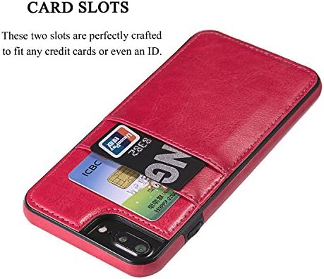 Flisumon iPhone 7 Plus Case Case Оригинална кожа тврда грб ултра тенок картички, кутија за синтетички кожен паричник со слотови