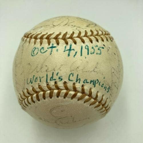 1955 година Бруклин Доџерс В.С. Тимот на шампионите потпиша бејзбол Jackеки Робинсон ЈСА COA - Автограмирани бејзбол