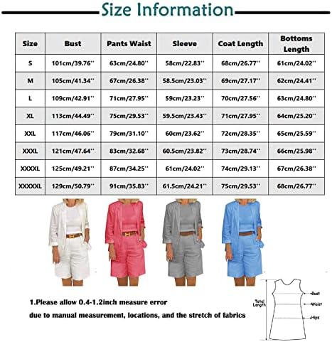 Облека за жени од 2 парчиња Blazer Suits Отворена предна цврста боја Долга ракав Обичен блејзер шорцеви од костум за деловна