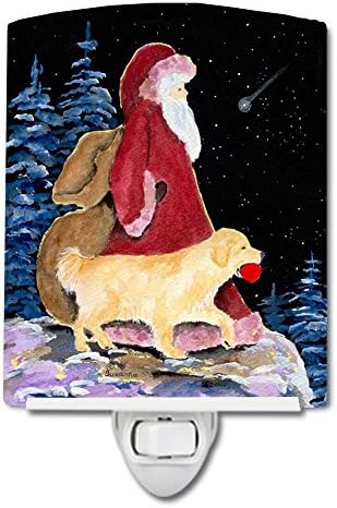 Богатствата НА каролина SS8973CNL Дедо Мраз Со Златен Ретривер Керамичка Ноќна Светлина, Компактна, УЛ-Сертифицирана, Идеална
