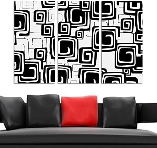 Wallидна уметност за дневна соба, маслено сликарство на платно Големо врамено црно -бело апстрактна шема Уметнички дела за декор