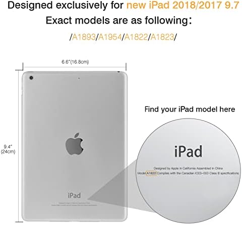 Моко случај за iPad 9.7 2018/2017, iPad 6-та генерација/iPad 5-та генерација, хибриден капак на целото тело на шокантот со вграден