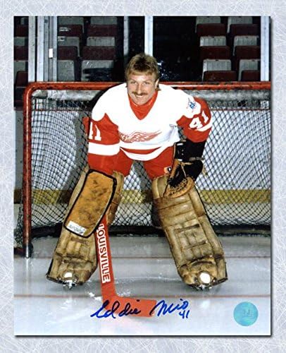 Еди Мио Детроит Црвените крилја автограмирани голмани Пози 8x10 Фото - Автограмирани фотографии од НХЛ