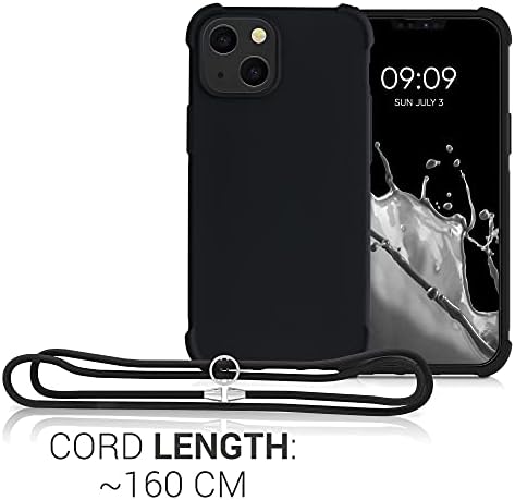 Cwmobile Crossbody Case компатибилен со Apple iPhone 13 Mini Case - TPU силиконски капак со каиш - црна