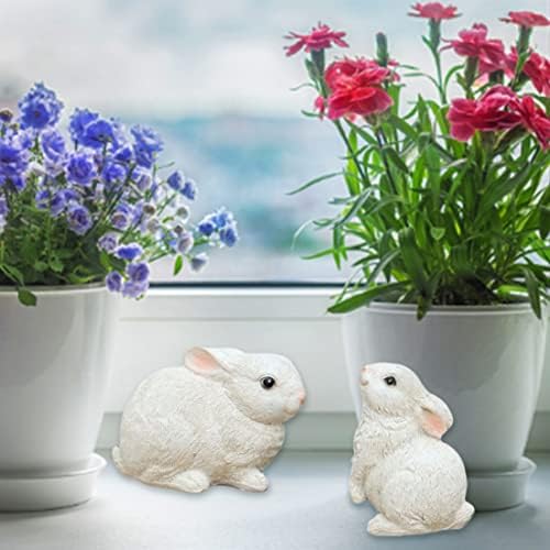 КУИФДС Велигденски зајачки зајачки фигурини, украси за фигура во градина, велигденски зајаче смола зајак фигурини таблети украс пролетен декор за трпезари 3 парчи?