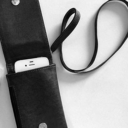 Симпатична црна симпатична разговор среќен образец телефонски паричник чанта што виси мобилна торбичка црн џеб