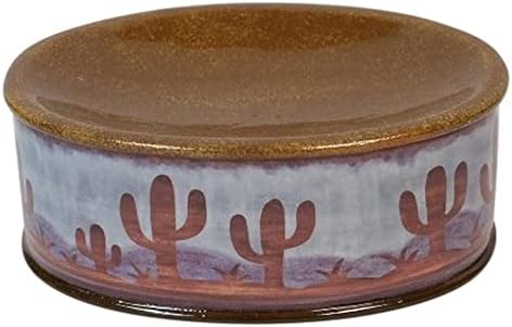 Југозападен пустински кактус Аризона Западен декоративен сапун за сапун држач за бања или кујнски мијалник декор