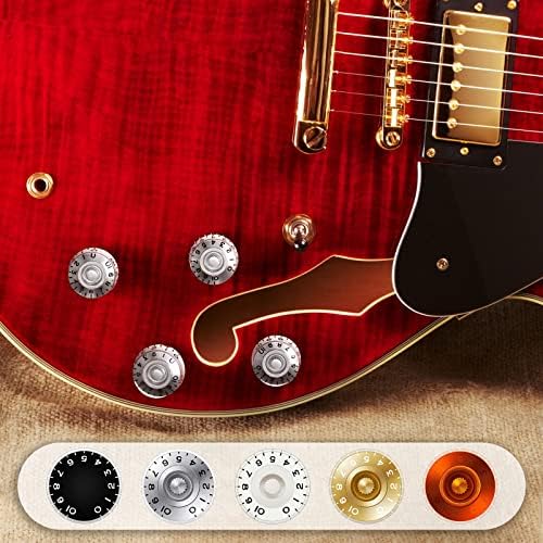 20 парчиња копчиња за електрична гитара Топ капа за контрола на тонот на тонот на тонот на јазиците кои вртат копчиња за контрола