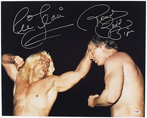 Rowdy Roddy Piper & Ric Flair потпишан WWE 16x20 Photo PSA/DNA COA NWA Autograph 6 - Фотографии за автограми во борење