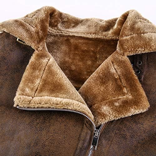 Машка зимска карго јакна гроздобер јака со цврста имитација на кожа руно, наредено задебелен воен капут блуза