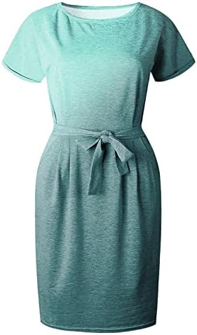 Лизгајте краток ракав 2023 Облека модна екипаж врат графички лабав вклопување обичен фустан за женски фустан летен есен девојки