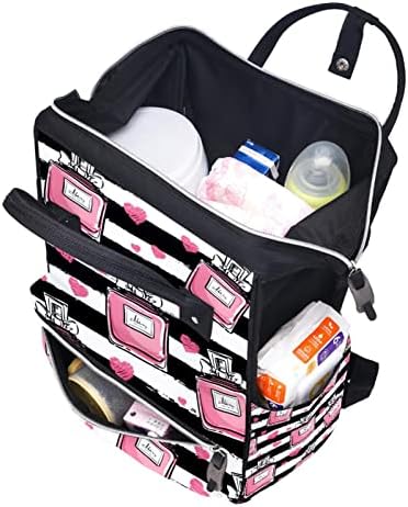 Пинк парфем лента за шема на пелена ранец за ранец за менување торби со менување на торби со повеќе функции со голем капацитет