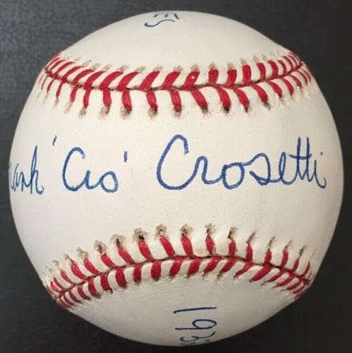 Френк Кросети Потпиша Статистички Бејзбол Во Американската Лига, Бејзбол Со Автограм На ПСА