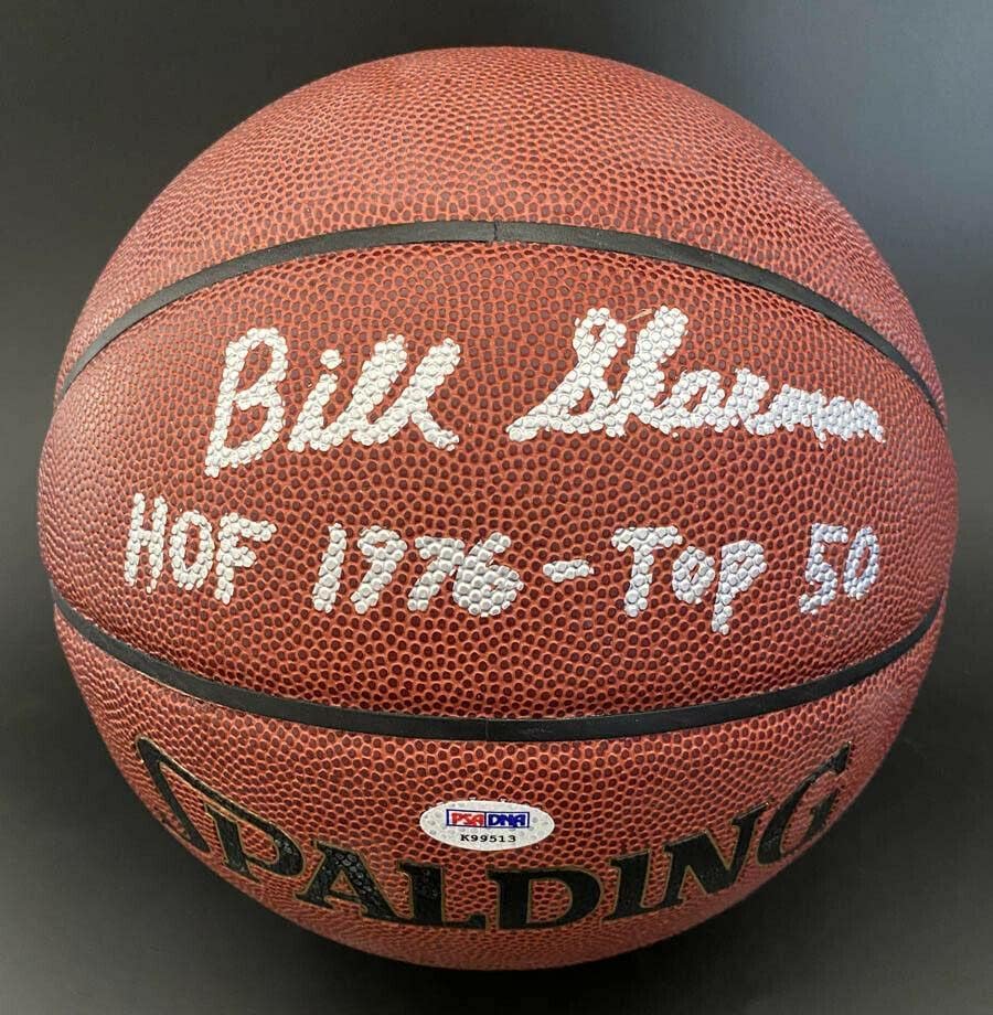 Тренерот на Бил Шарман потпиша I/O кошарка + HOF Boston Celtcs PSA/DNA Autographed - автограмирани кошарка