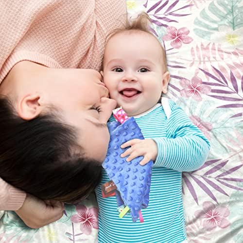 Безбедносни Ќебиња за Бебиња, Сензорни Смирувачки Таги Ќебиња за 3-12 Месеци Бебе, Меки Минки Точки Ќебе За Утешител За Бебиња,
