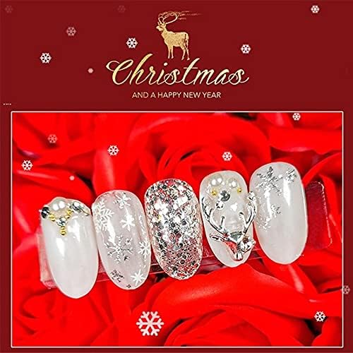 3 парчиња уметност за нокти Божиќни украси Дијамант нето црвена година лос нокти циркон ринестон украси за нокти декор луксуз