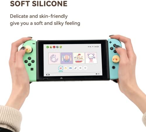 Капаци за зафат на палецот на пилешки палецот на Geekshare, меки силиконски капаци за џојстик компатибилен со Nintendo Switch/OLED/Switch