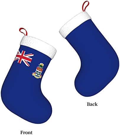QG ZZX Божиќни чорапи со бело супер меко каден манжетно знаме на Кајманските острови Божиќни чорапи Божиќни украси порибување