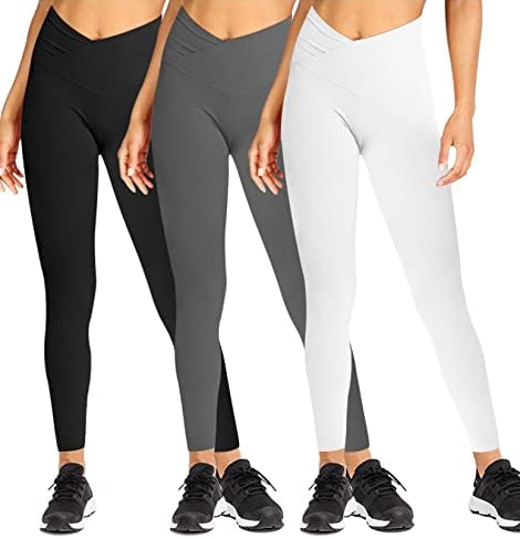 3 Спакувајте Хеланки За Жени-Без Проѕирна Контрола На Стомакот Со Висок Струк Јога Панталони Тренинг Трчање Нозе