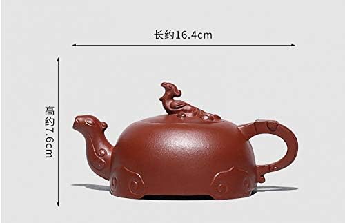 Ldygteaservice кинески јксинг зиша чајник, 290ml кинески резба на феникс, рачно изработена гроздобер ретро уникатен ориентален
