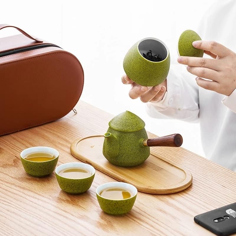 Xiulaiq Јапонски стил Преносен рачно изработен чај сад со високи чајни чај, креативен канцеларија дома, кунг фу котел