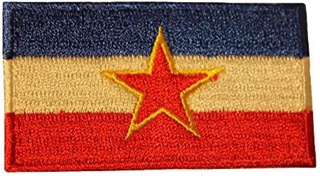 Супердавес Суперerstвезда Југославија со знаме на starвездени кантри мало железо на значка за лепенка од 1,5 x 2,5 инчи нови