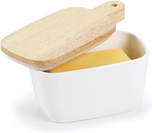Порцелански путер за чинија - Голем држач за путер од керамика со продолжен капак совршен за 4 стап путер