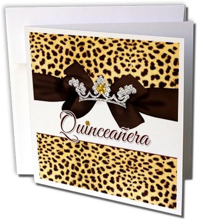 3drose quinceanera cheetah print со лента, лак и дигитален блинг - честитка, 6 x 6, сингл